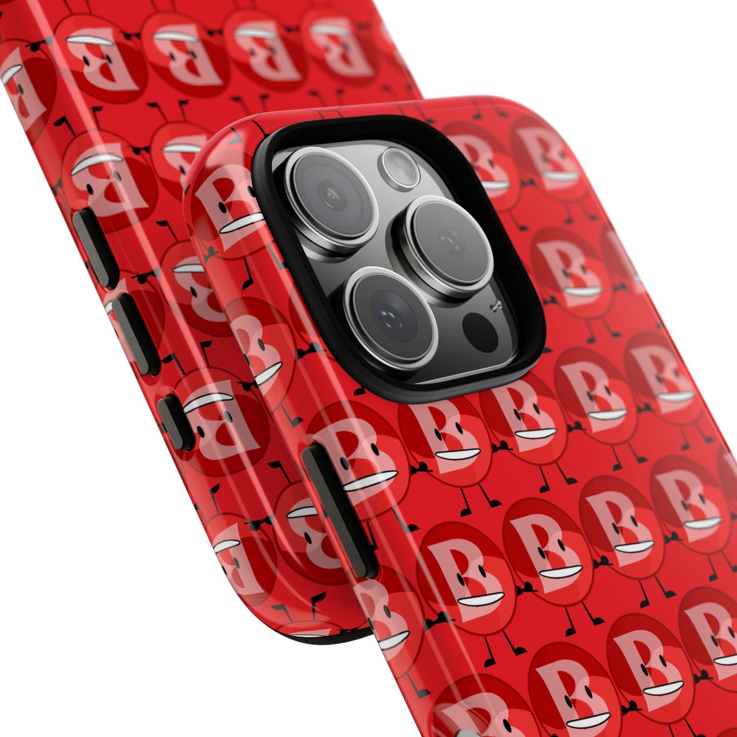 Red Patterned ‘B’ Tough Phone Case — Protective Slim Case with Cute Repeating Initial Design