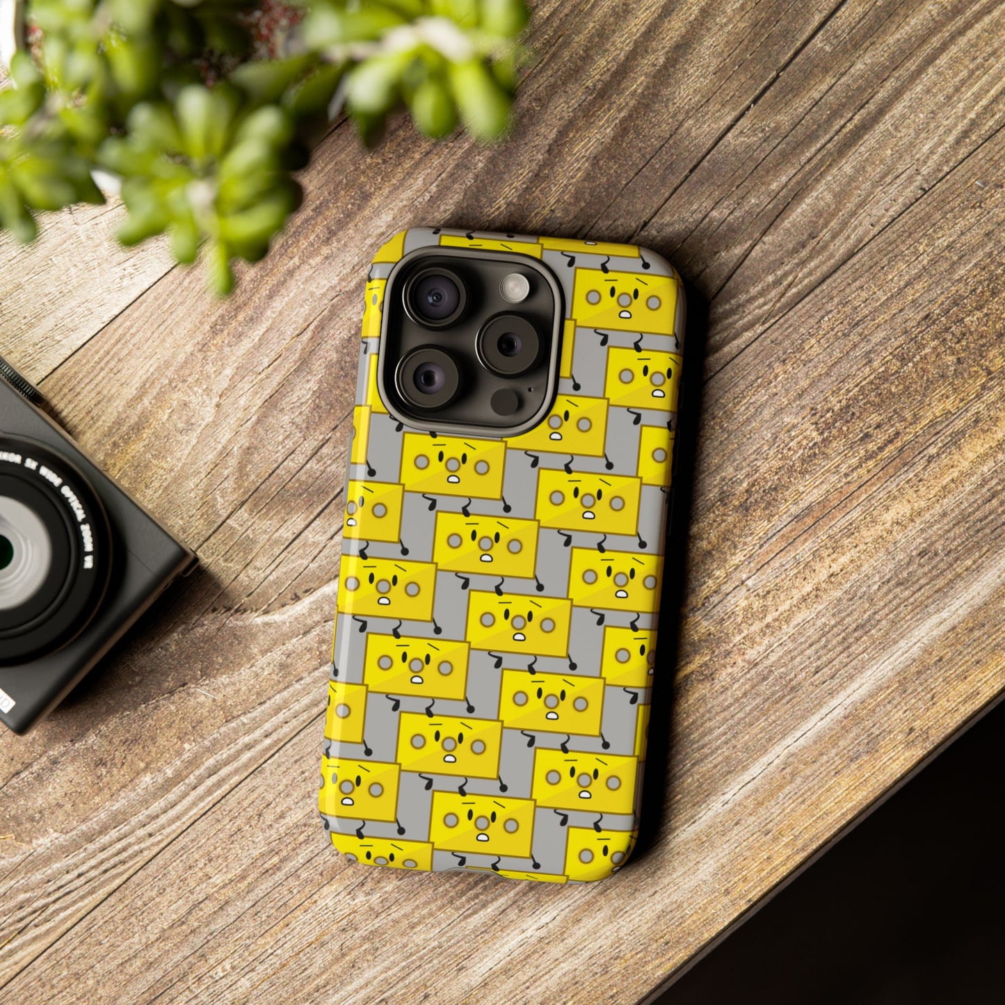 Cute Yellow Brick Pattern Phone Case — Cute Face Cartoon Protective iPhone Cover