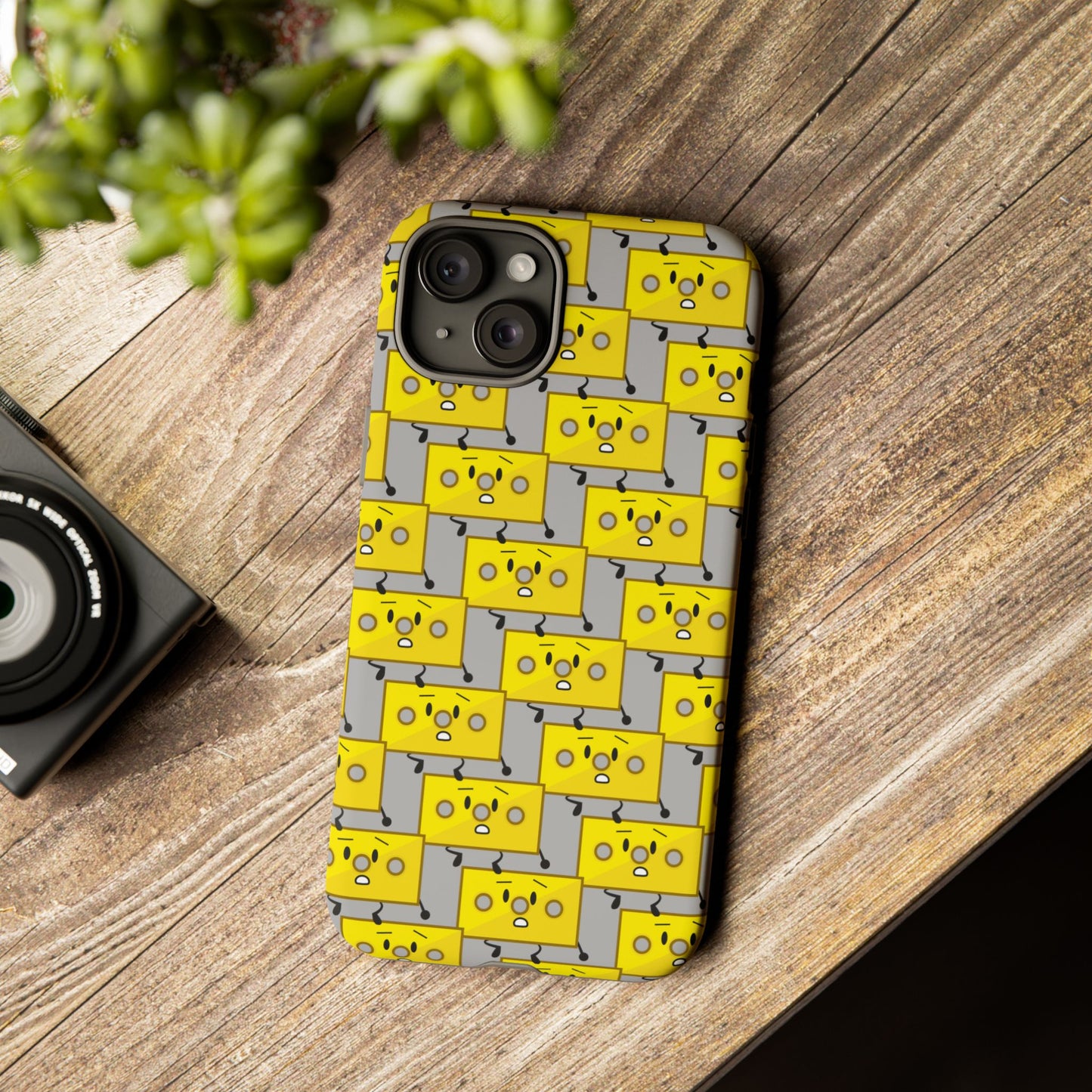 Cute Yellow Brick Pattern Phone Case — Cute Face Cartoon Protective iPhone Cover