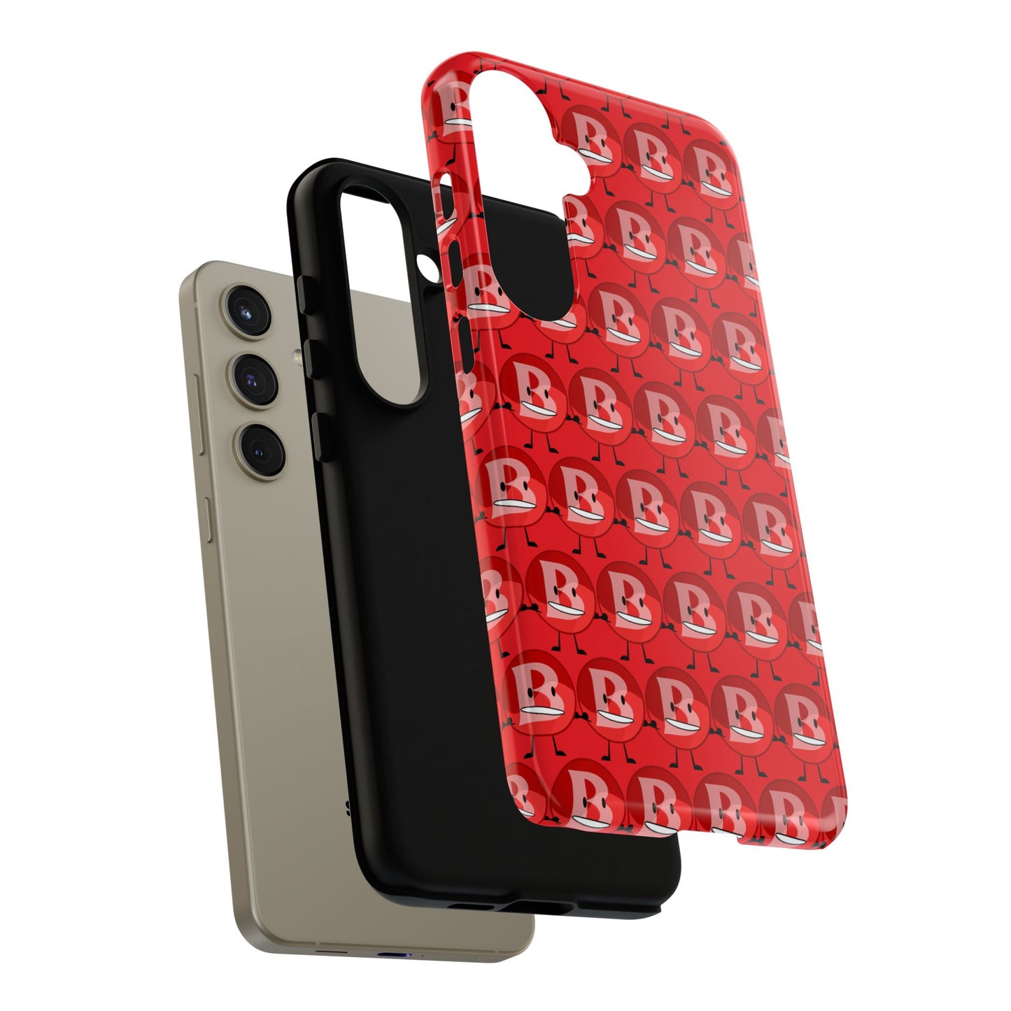 Red Patterned ‘B’ Tough Phone Case — Protective Slim Case with Cute Repeating Initial Design