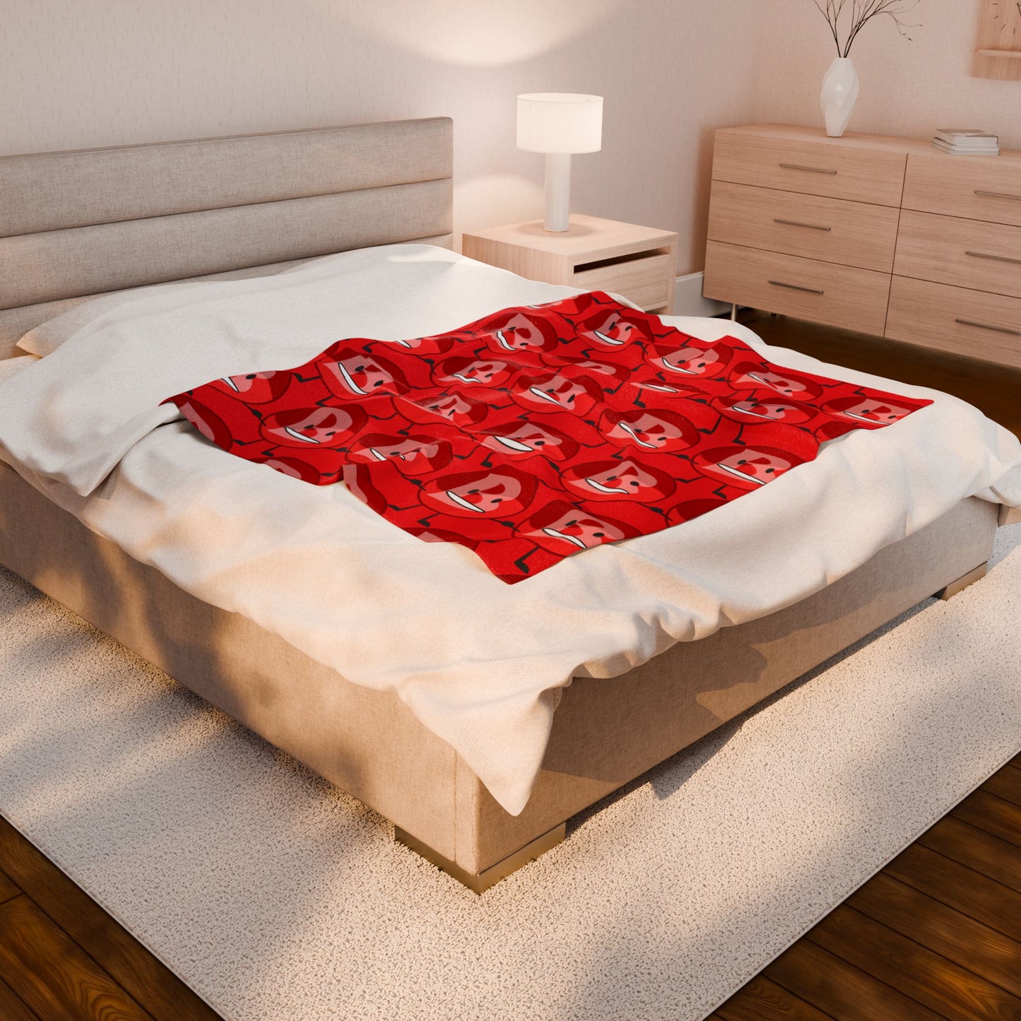 Red Branimator Pattern Velveteen Plush Blanket