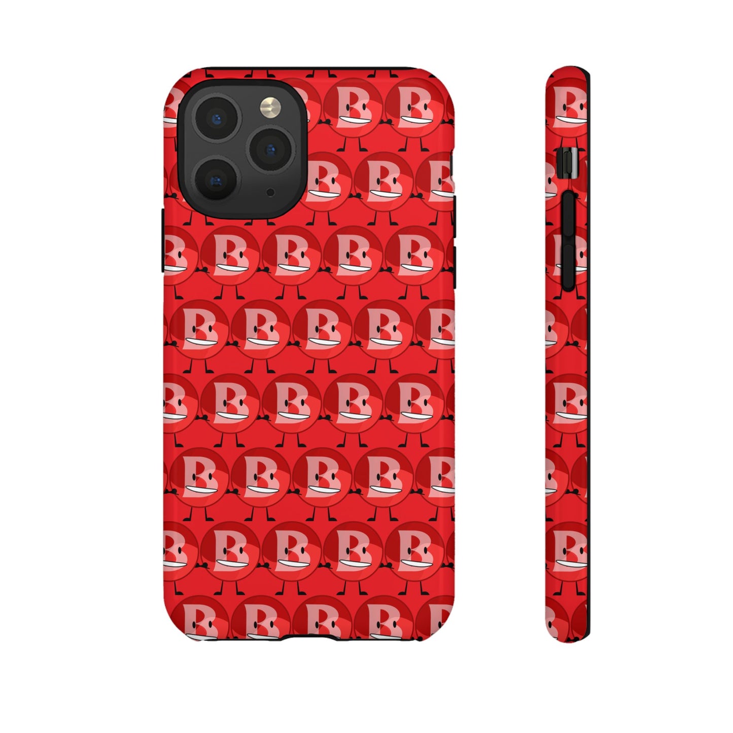 Red Patterned ‘B’ Tough Phone Case — Protective Slim Case with Cute Repeating Initial Design