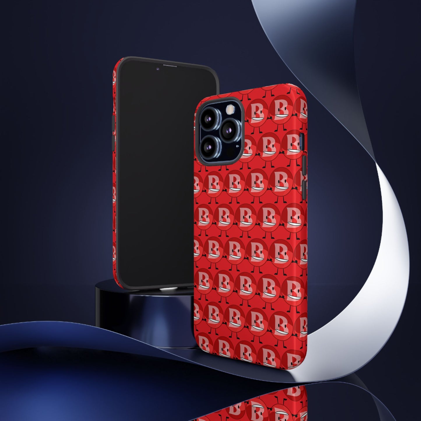 Red Patterned ‘B’ Tough Phone Case — Protective Slim Case with Cute Repeating Initial Design