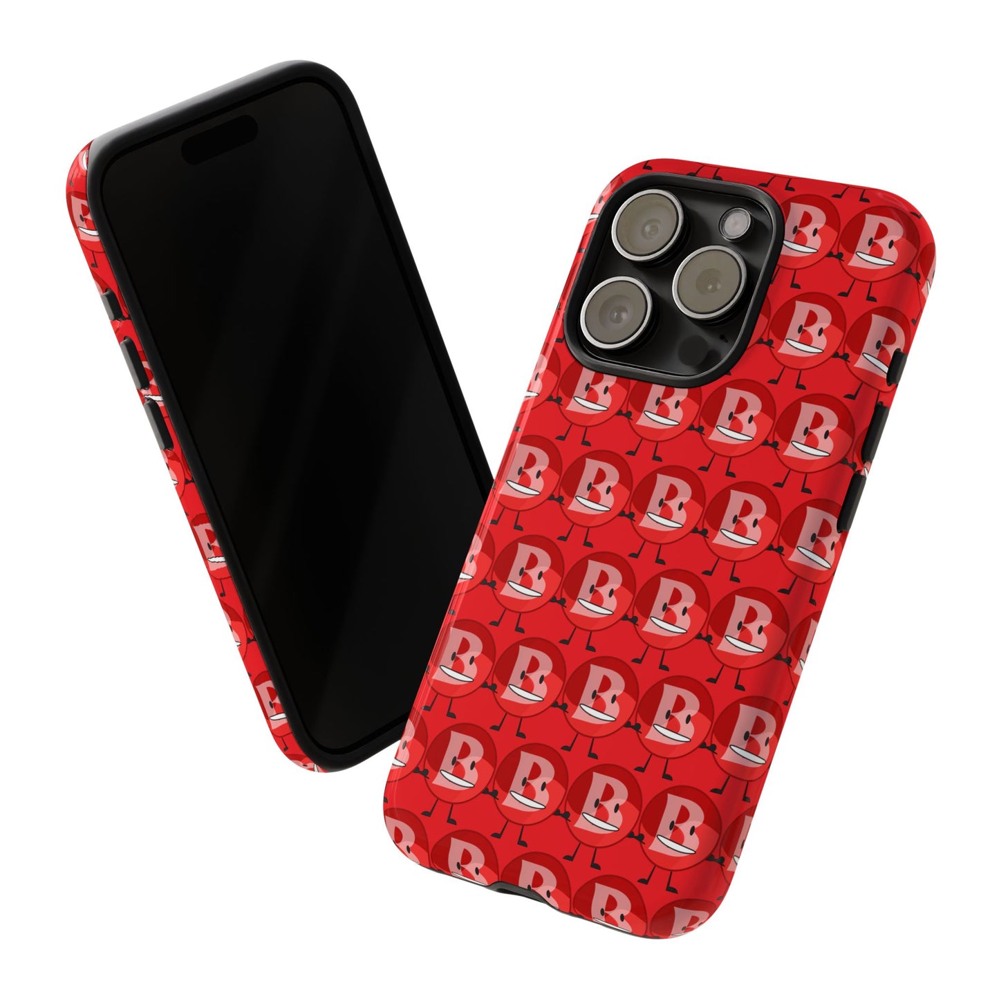 Red Patterned ‘B’ Tough Phone Case — Protective Slim Case with Cute Repeating Initial Design