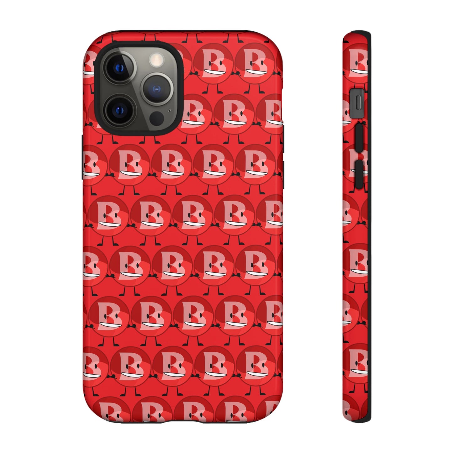 Red Patterned ‘B’ Tough Phone Case — Protective Slim Case with Cute Repeating Initial Design