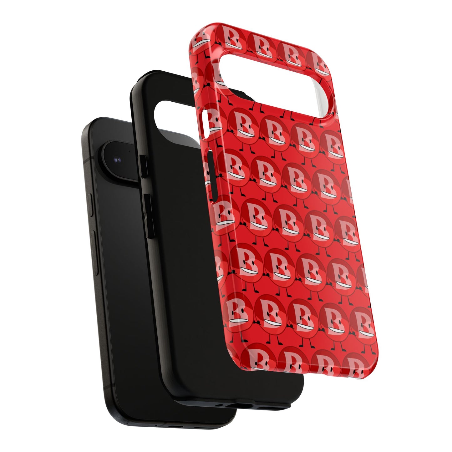 Red Patterned ‘B’ Tough Phone Case — Protective Slim Case with Cute Repeating Initial Design