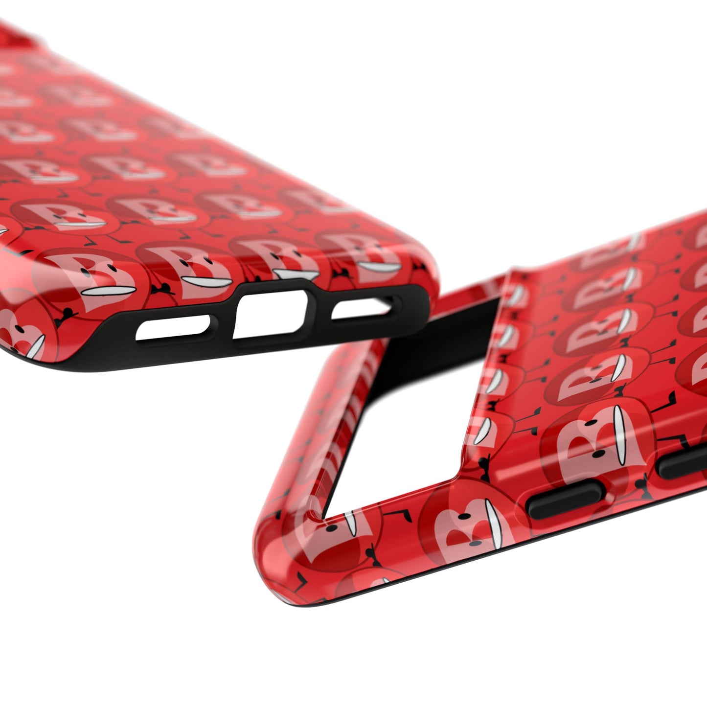 Red Patterned ‘B’ Tough Phone Case — Protective Slim Case with Cute Repeating Initial Design