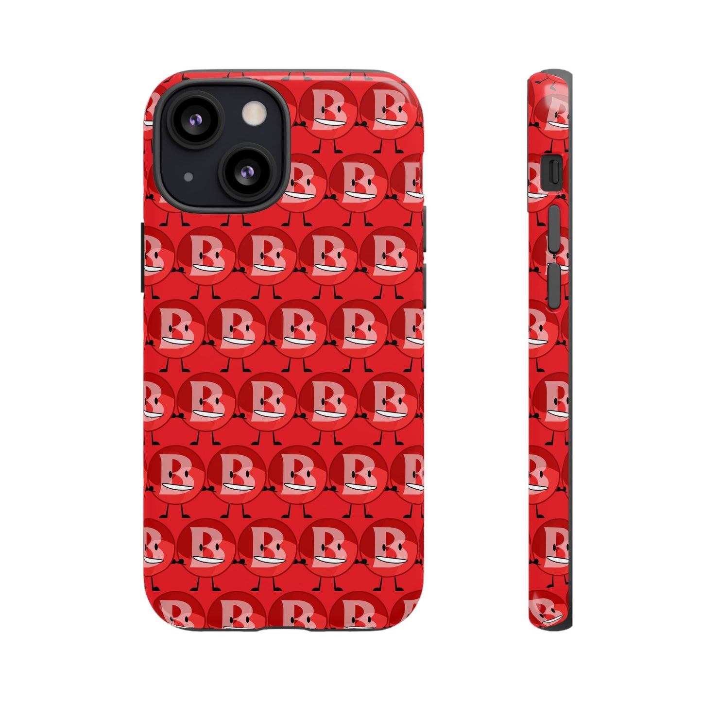 Red Patterned ‘B’ Tough Phone Case — Protective Slim Case with Cute Repeating Initial Design