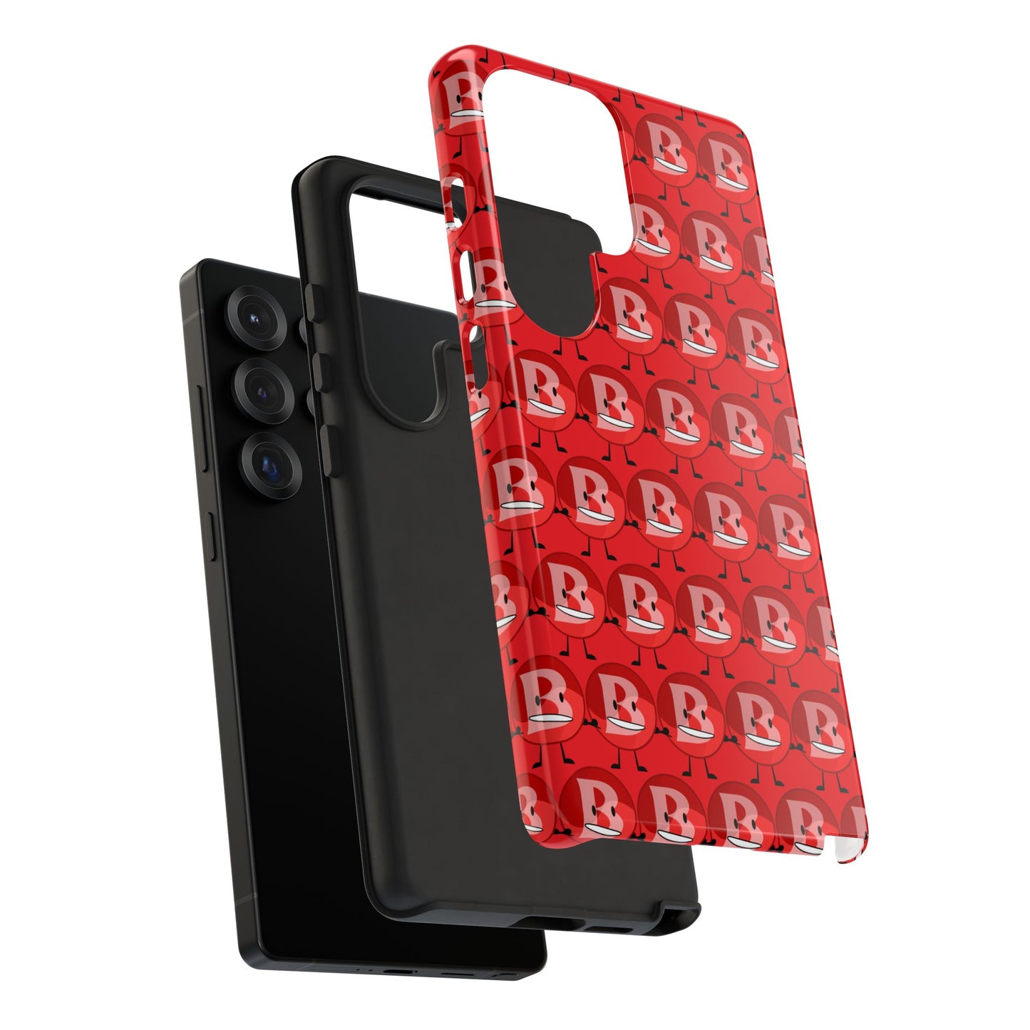 Red Patterned ‘B’ Tough Phone Case — Protective Slim Case with Cute Repeating Initial Design