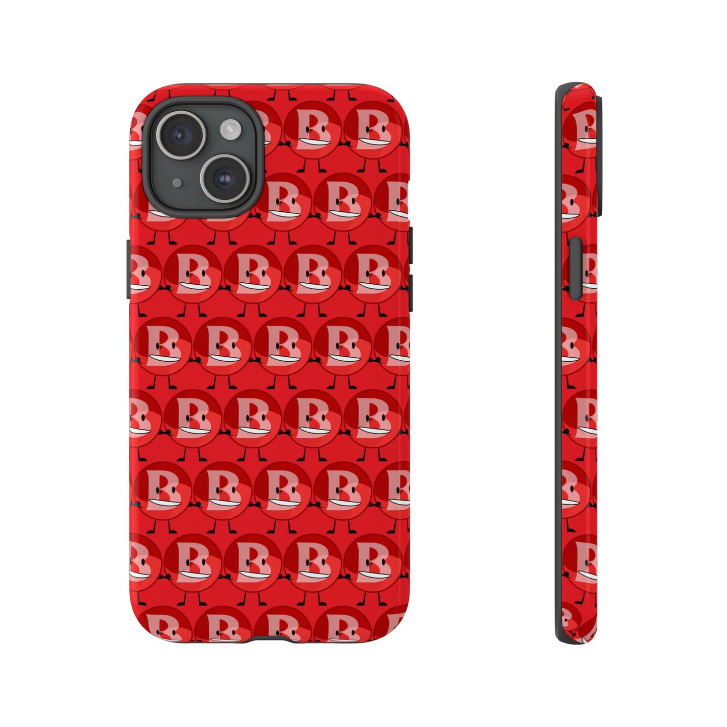 Red Patterned ‘B’ Tough Phone Case — Protective Slim Case with Cute Repeating Initial Design