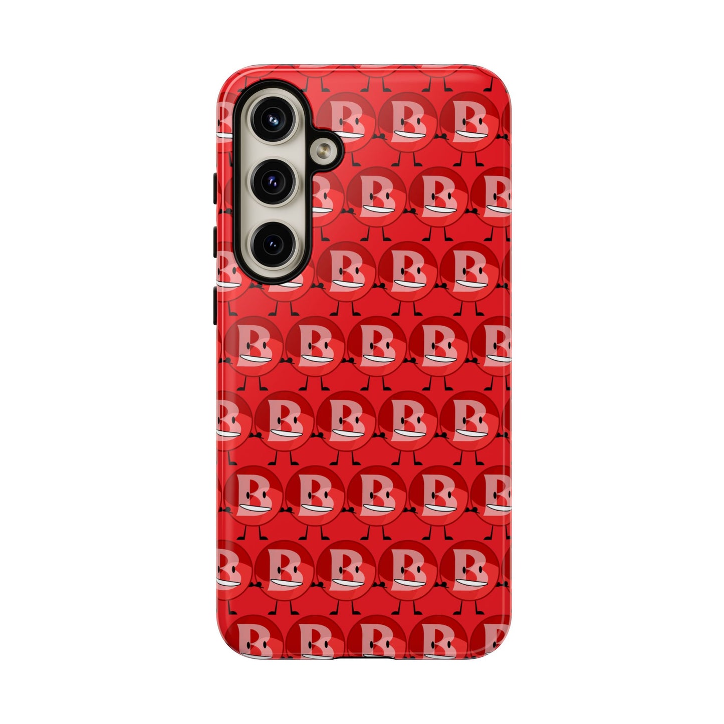 Red Patterned ‘B’ Tough Phone Case — Protective Slim Case with Cute Repeating Initial Design