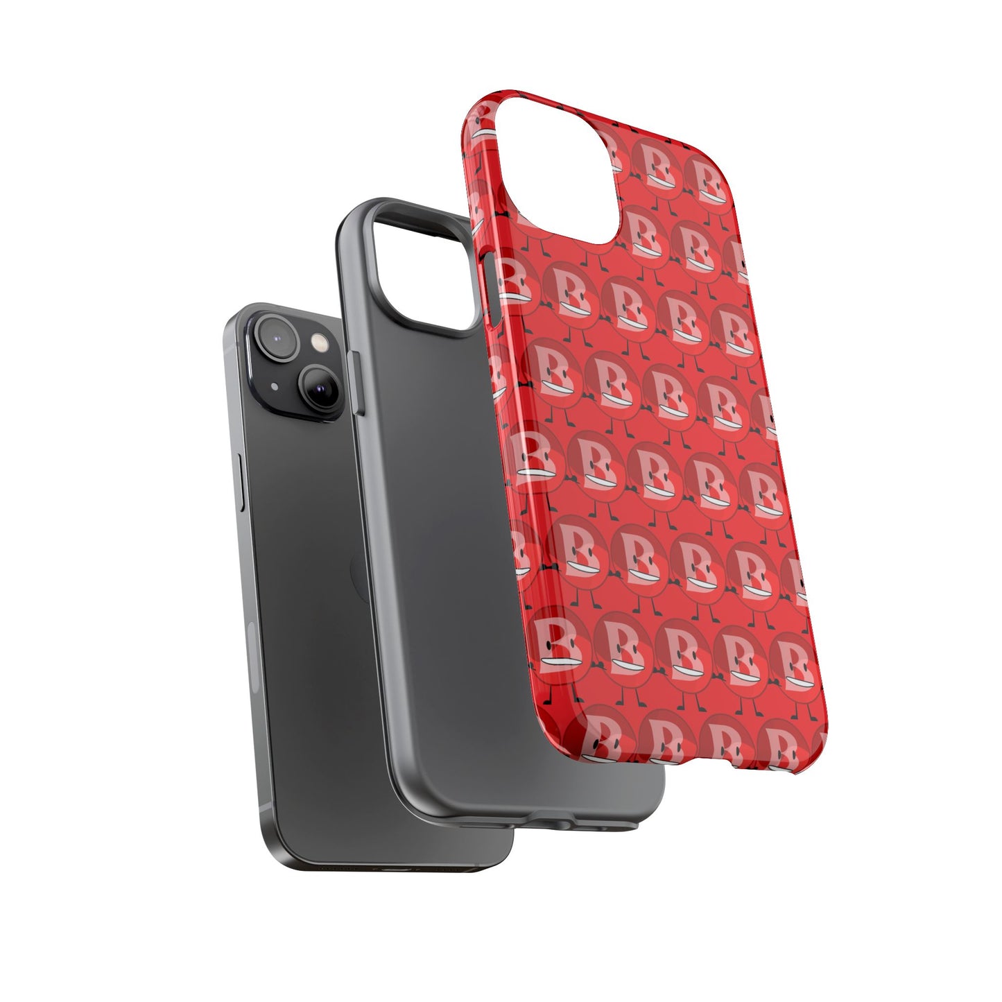 Red Patterned ‘B’ Tough Phone Case — Protective Slim Case with Cute Repeating Initial Design