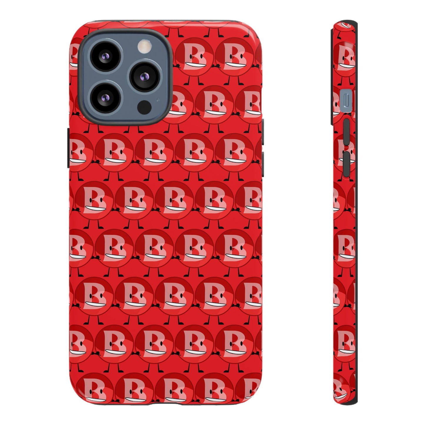Red Patterned ‘B’ Tough Phone Case — Protective Slim Case with Cute Repeating Initial Design