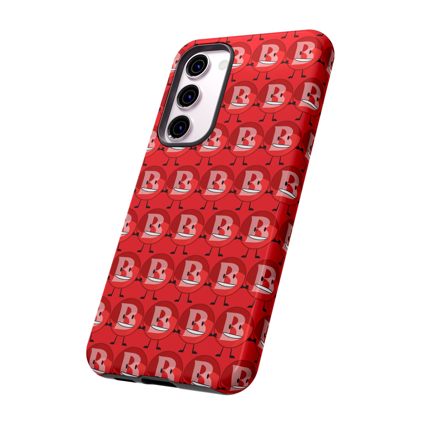 Red Patterned ‘B’ Tough Phone Case — Protective Slim Case with Cute Repeating Initial Design