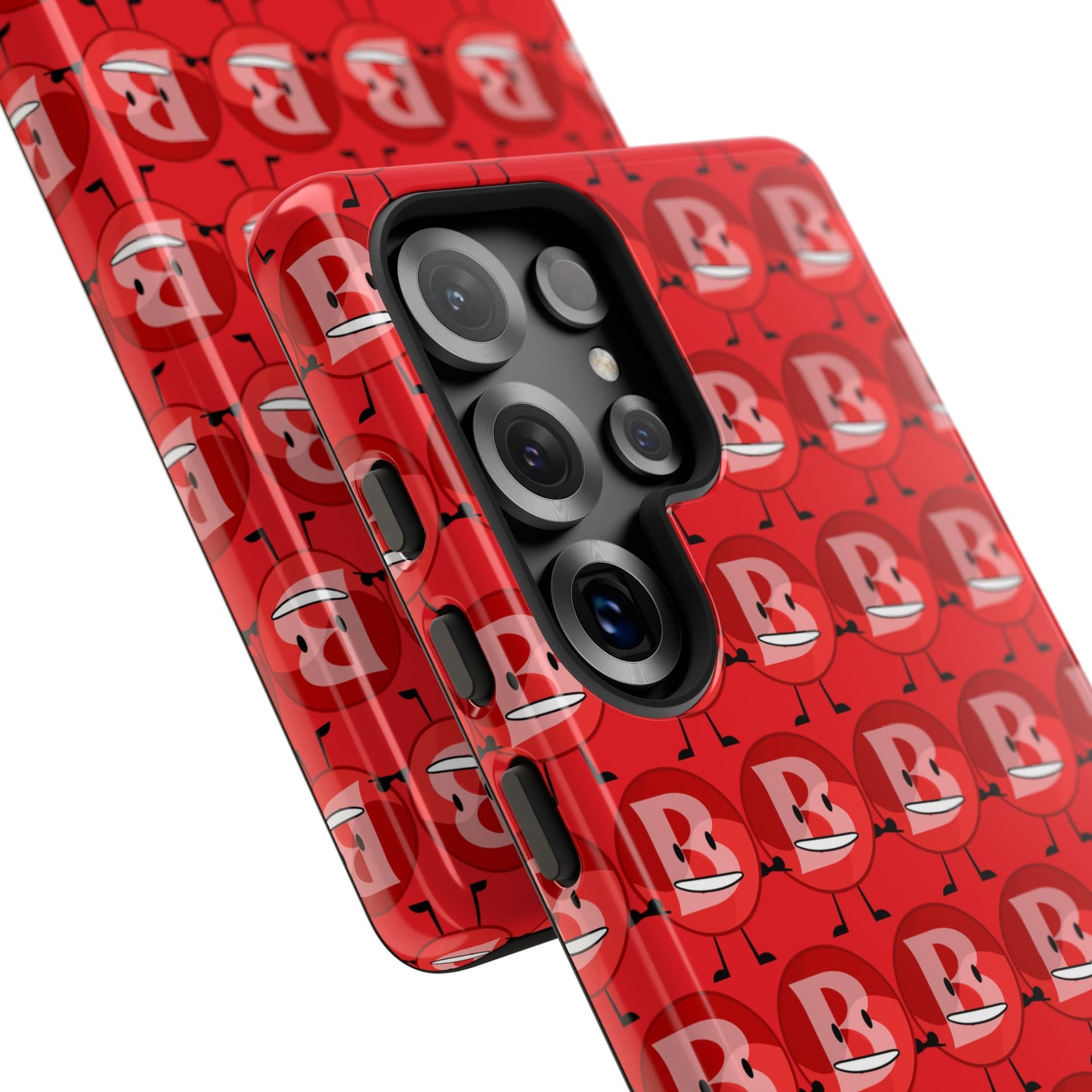Red Patterned ‘B’ Tough Phone Case — Protective Slim Case with Cute Repeating Initial Design