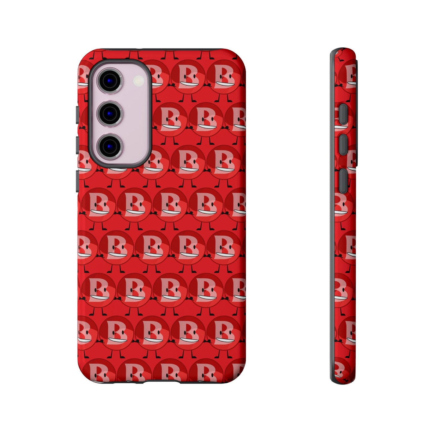 Red Patterned ‘B’ Tough Phone Case — Protective Slim Case with Cute Repeating Initial Design