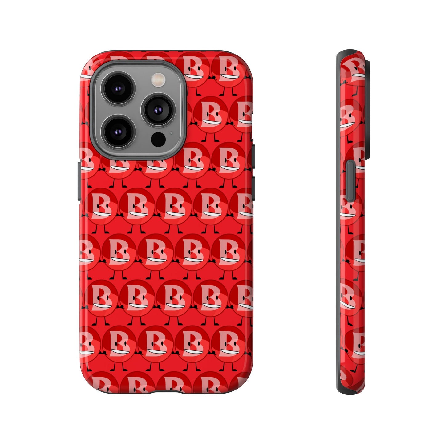 Red Patterned ‘B’ Tough Phone Case — Protective Slim Case with Cute Repeating Initial Design