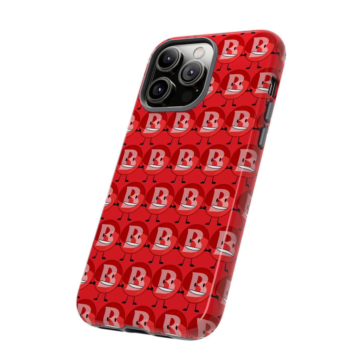 Red Patterned ‘B’ Tough Phone Case — Protective Slim Case with Cute Repeating Initial Design