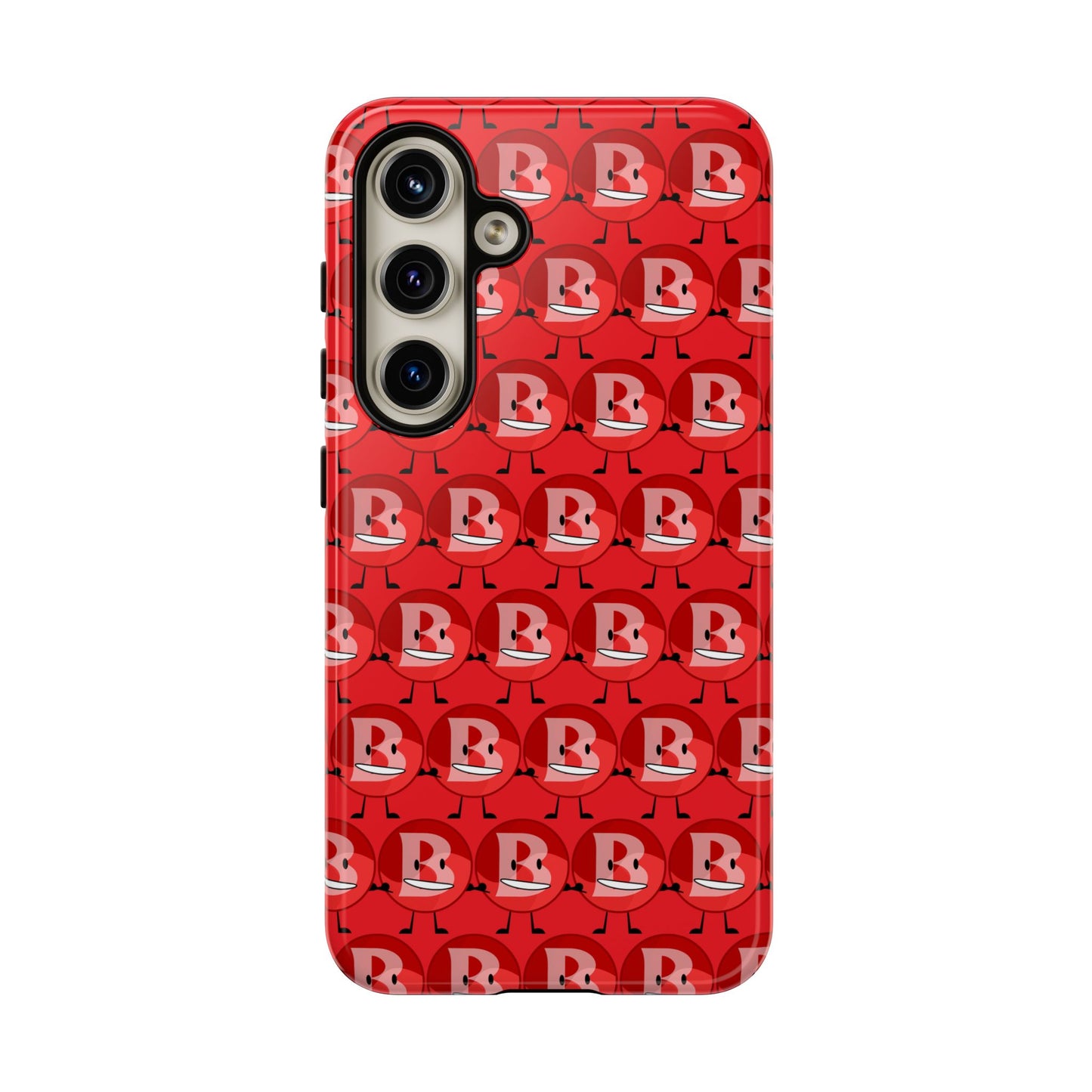 Red Patterned ‘B’ Tough Phone Case — Protective Slim Case with Cute Repeating Initial Design