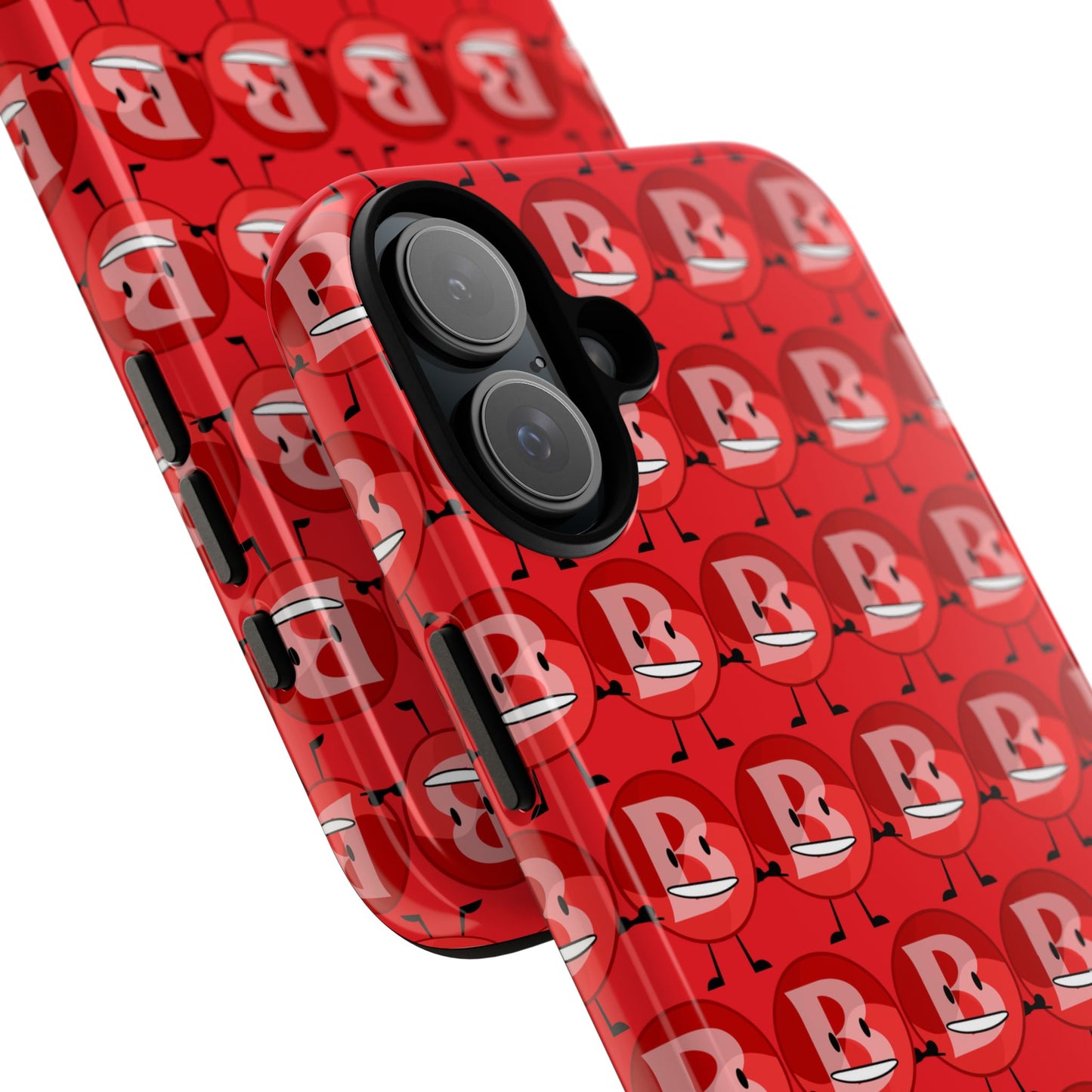 Red Patterned ‘B’ Tough Phone Case — Protective Slim Case with Cute Repeating Initial Design