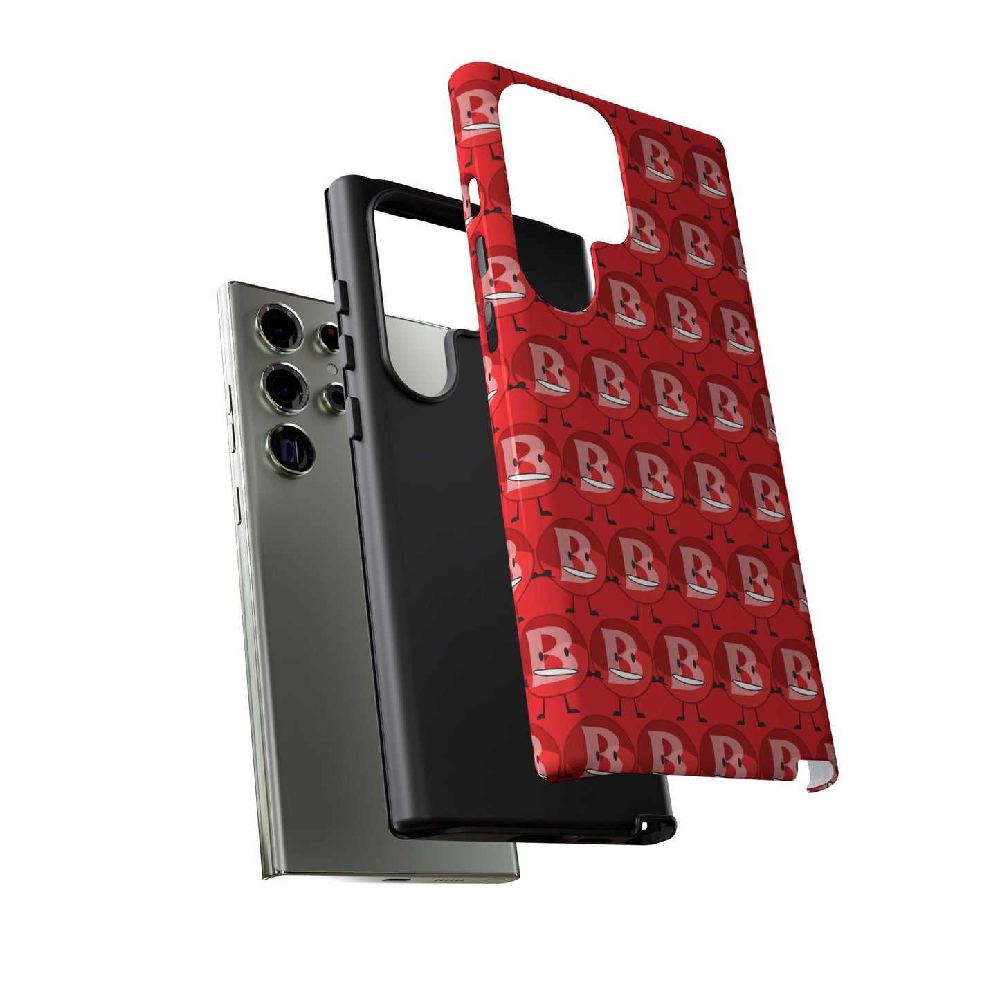 Red Patterned ‘B’ Tough Phone Case — Protective Slim Case with Cute Repeating Initial Design