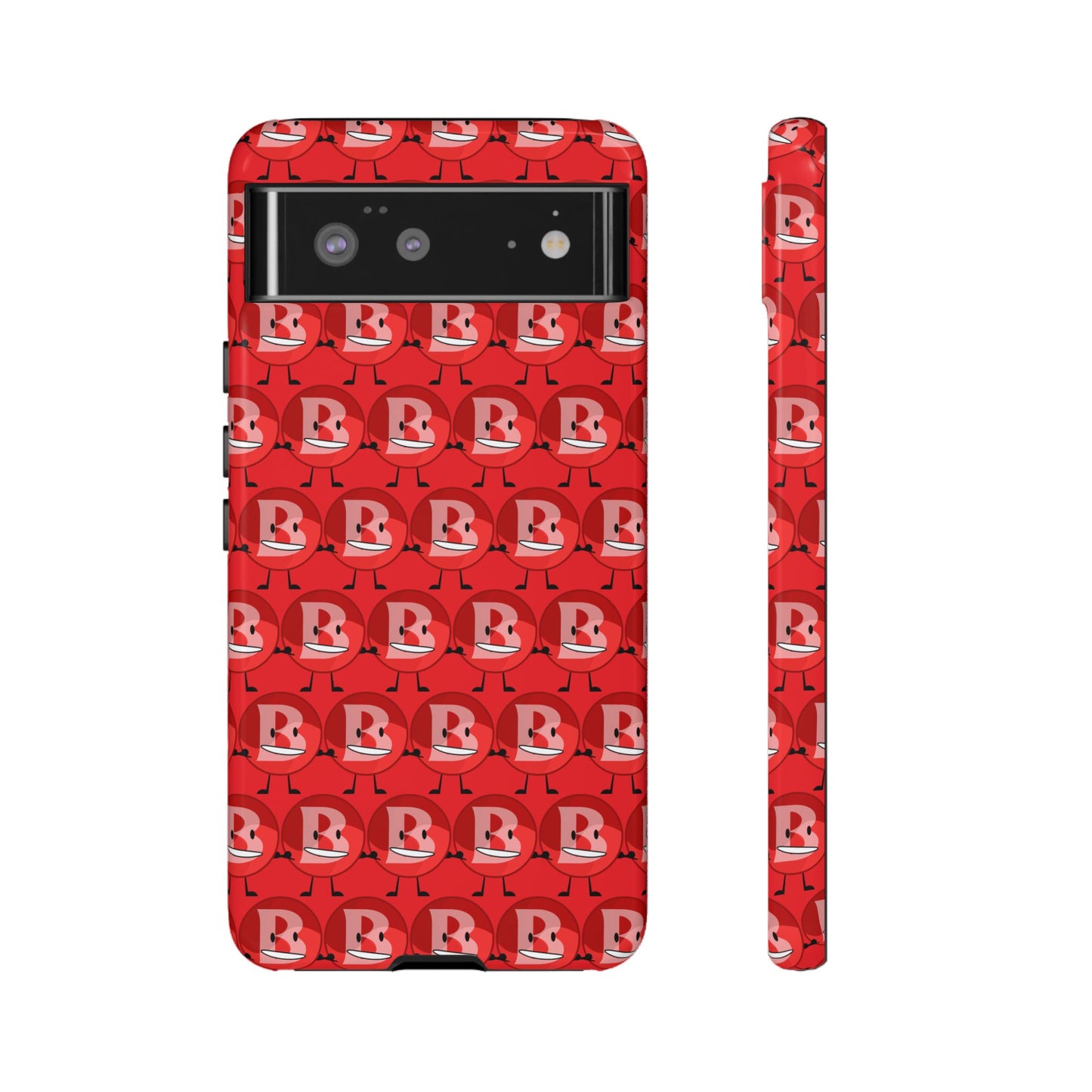 Red Patterned ‘B’ Tough Phone Case — Protective Slim Case with Cute Repeating Initial Design