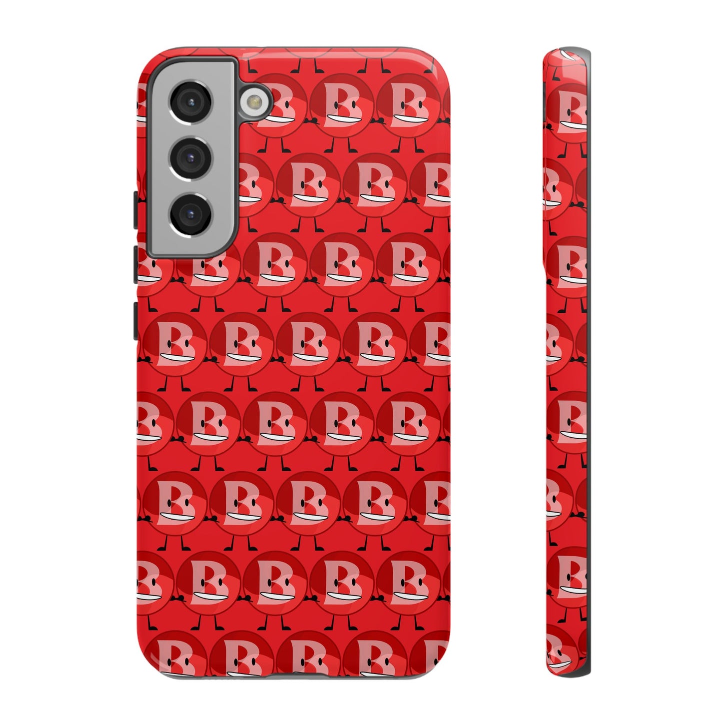 Red Patterned ‘B’ Tough Phone Case — Protective Slim Case with Cute Repeating Initial Design