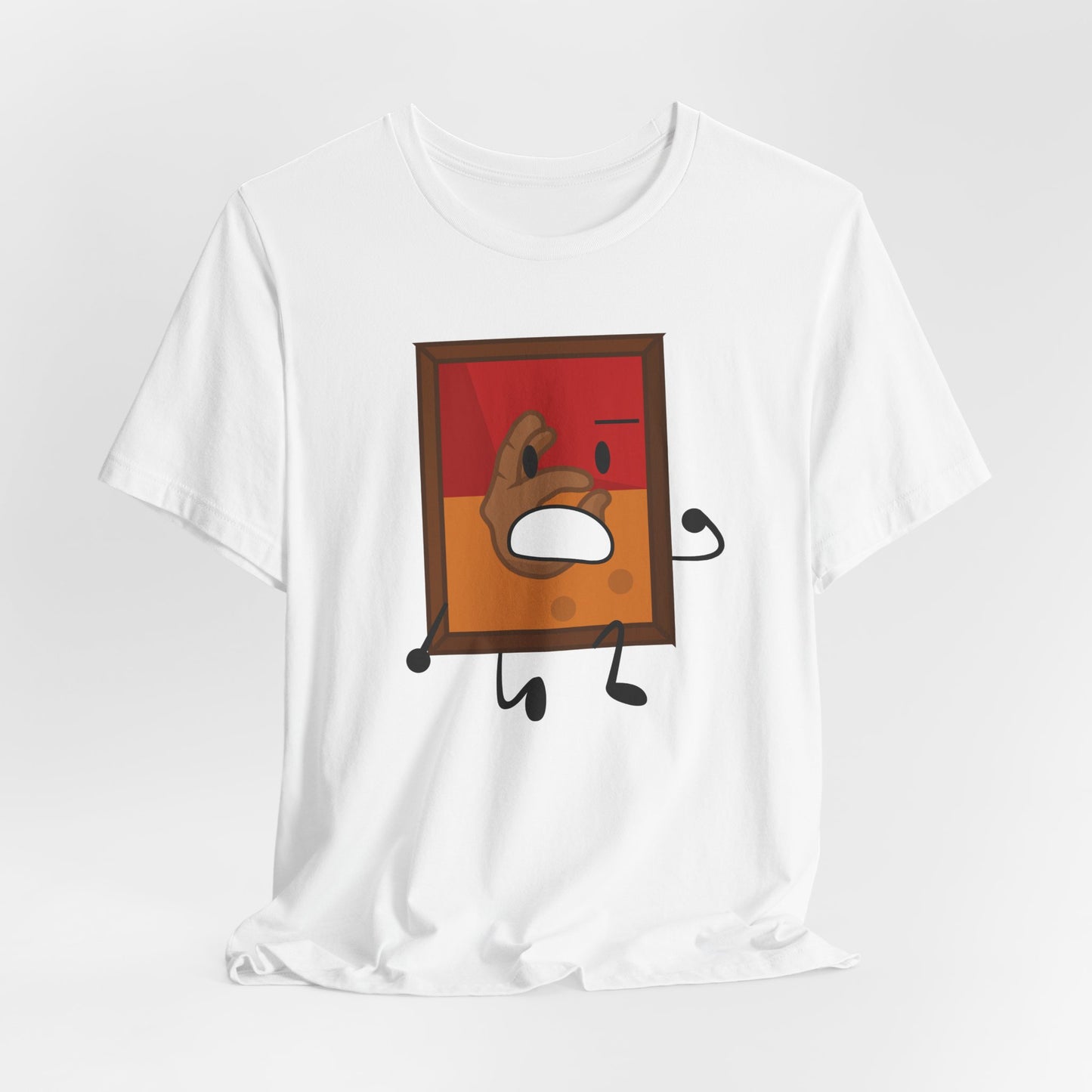 Funny Cartoon Book & Button Graphic T-Shirt