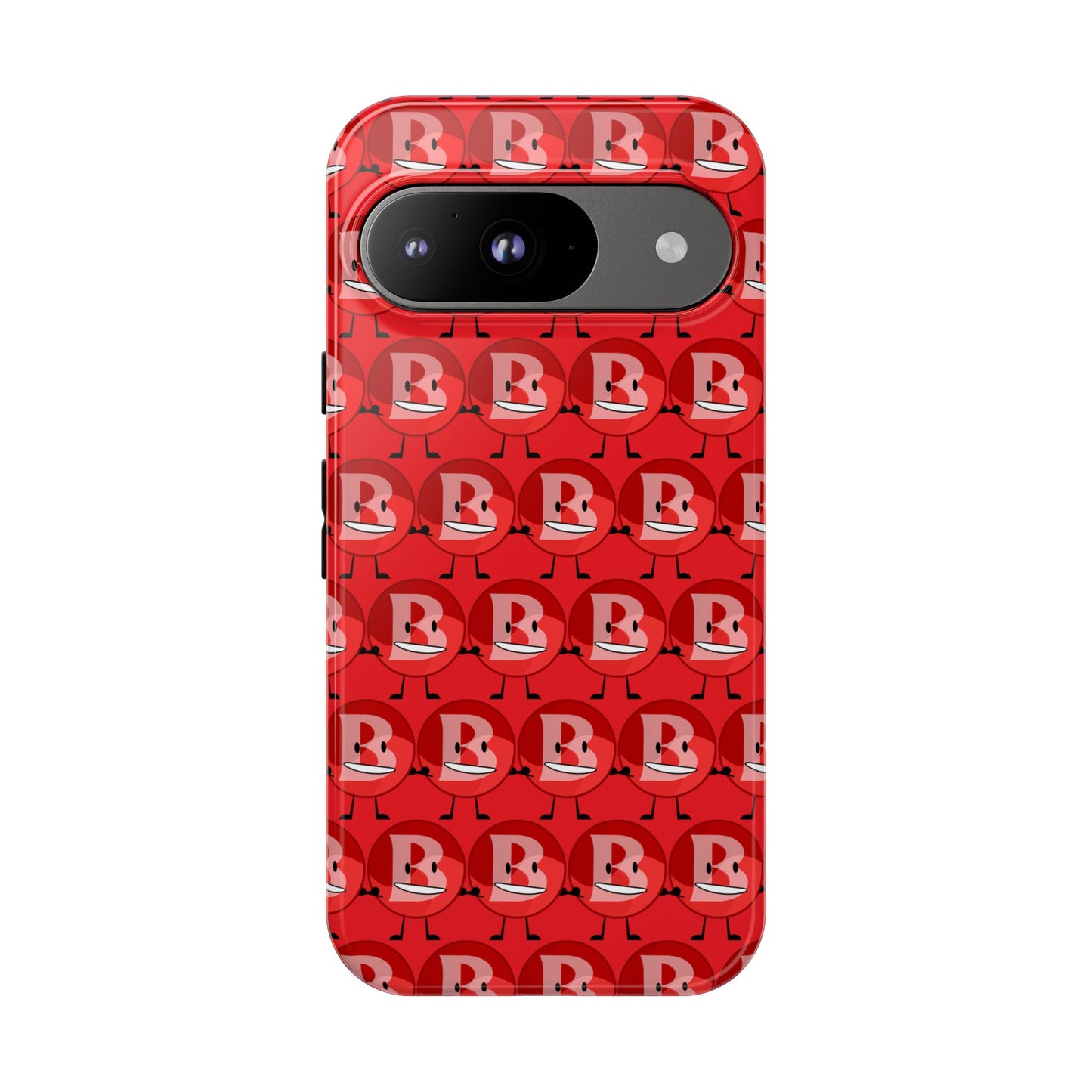 Red Patterned ‘B’ Tough Phone Case — Protective Slim Case with Cute Repeating Initial Design