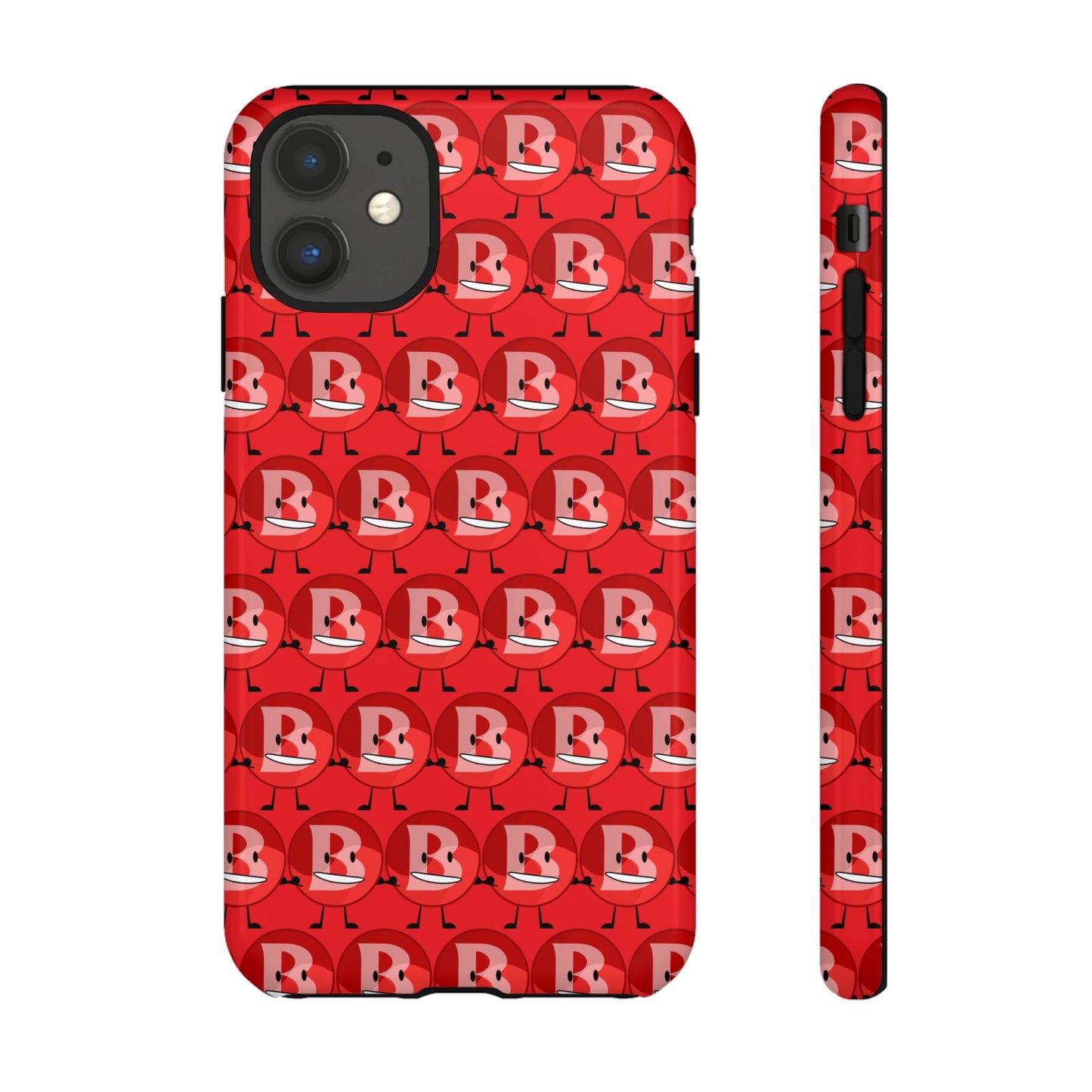 Red Patterned ‘B’ Tough Phone Case — Protective Slim Case with Cute Repeating Initial Design