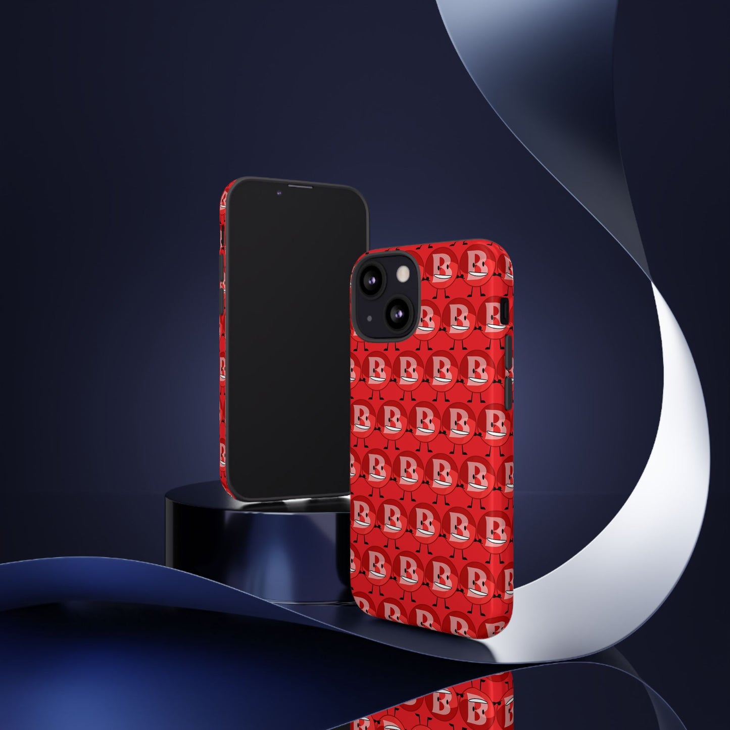 Red Patterned ‘B’ Tough Phone Case — Protective Slim Case with Cute Repeating Initial Design