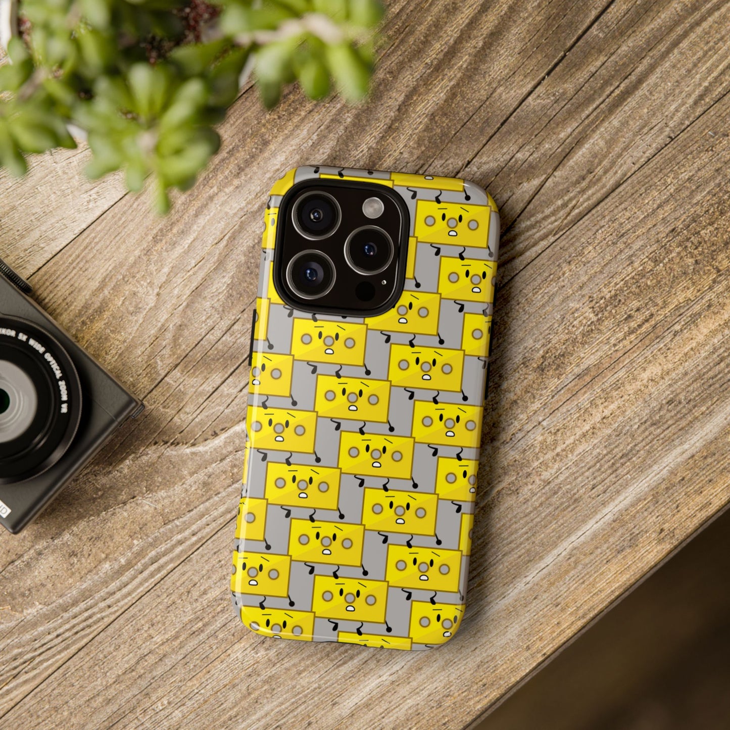Cute Yellow Brick Pattern Phone Case — Cute Face Cartoon Protective iPhone Cover