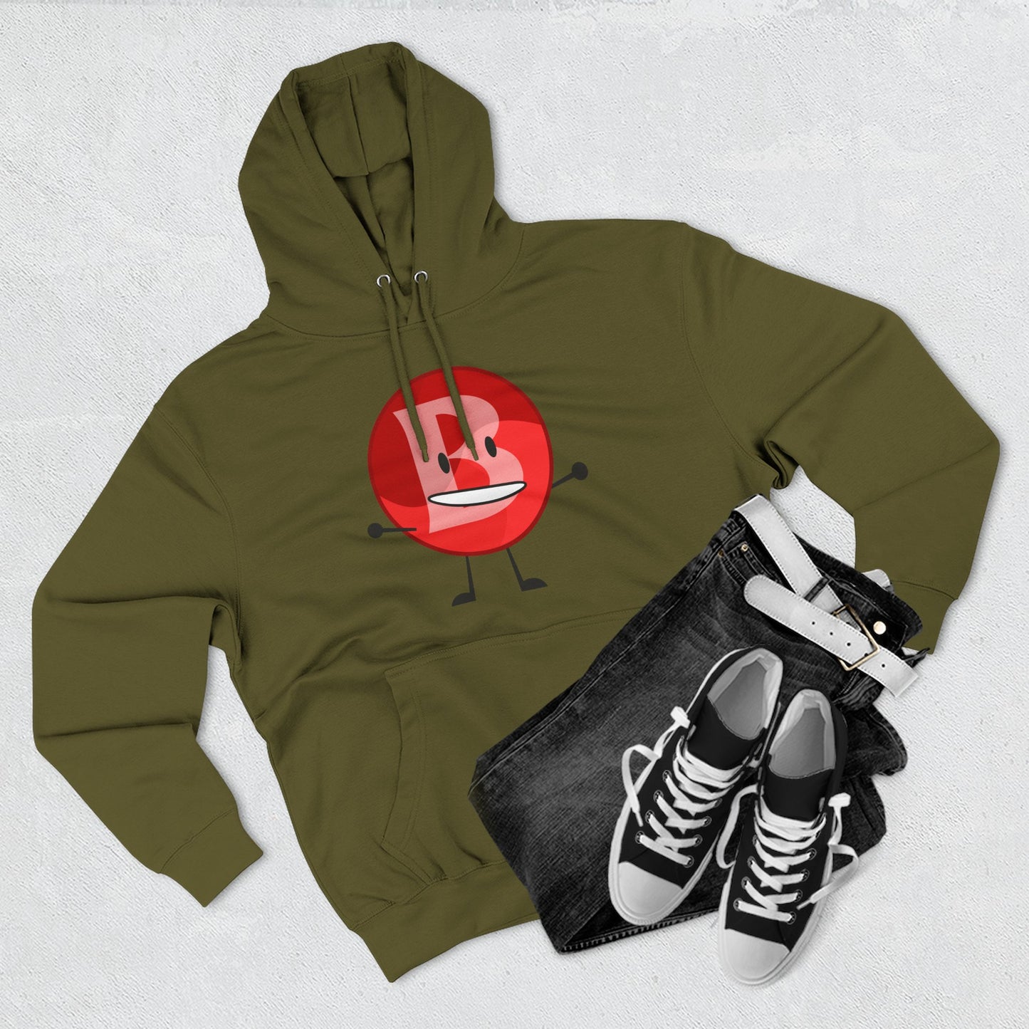 Funny Red Button Character Hoodie – "Branimator" Graphic Fleece Pullover