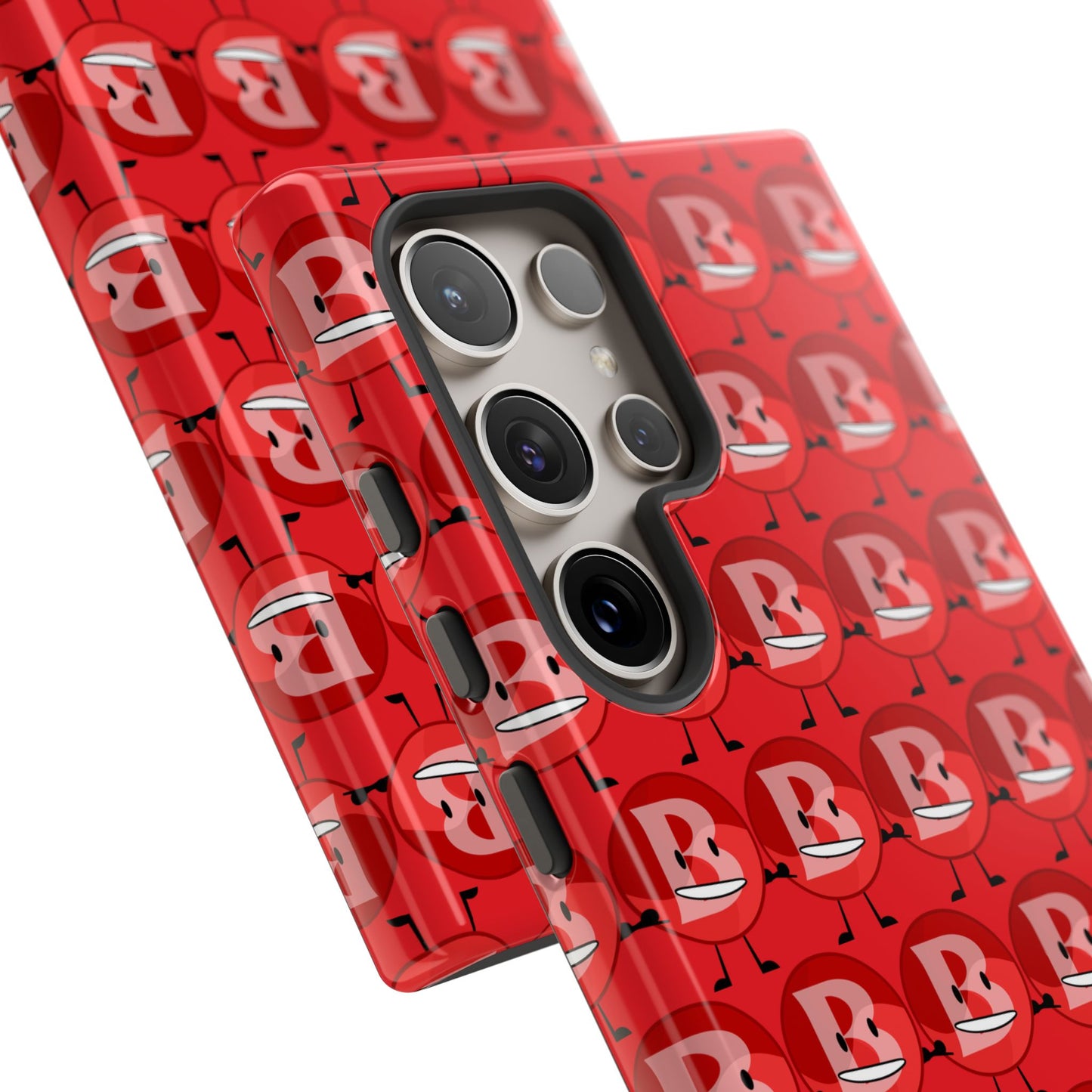 Red Patterned ‘B’ Tough Phone Case — Protective Slim Case with Cute Repeating Initial Design