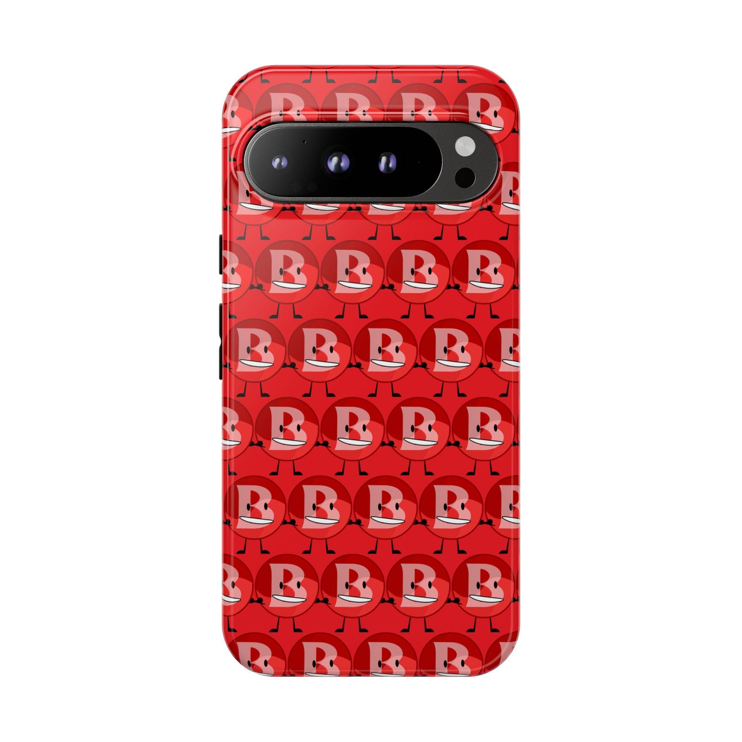 Red Patterned ‘B’ Tough Phone Case — Protective Slim Case with Cute Repeating Initial Design