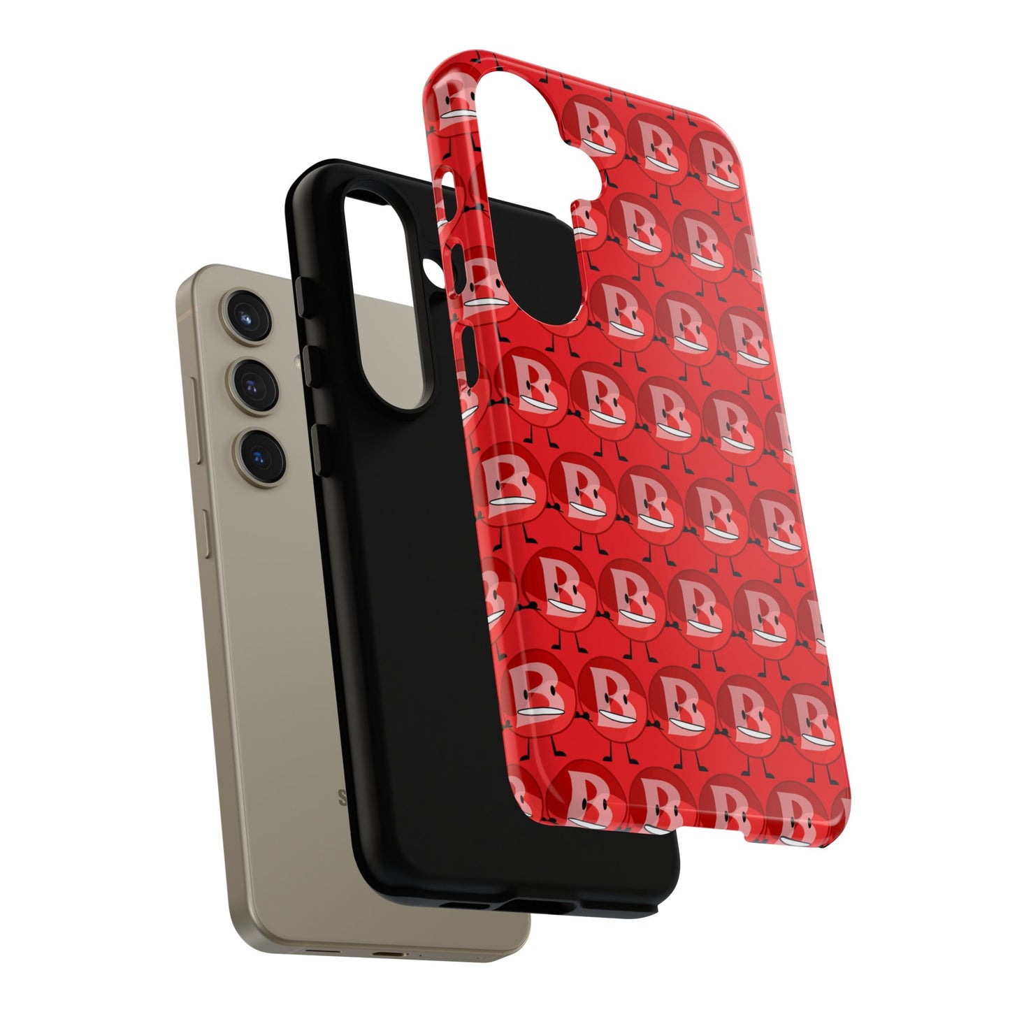 Red Patterned ‘B’ Tough Phone Case — Protective Slim Case with Cute Repeating Initial Design