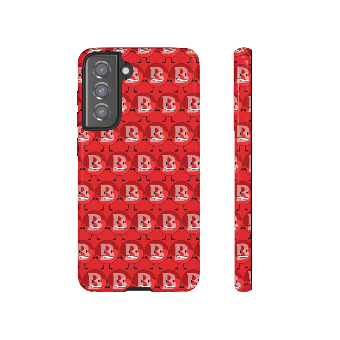 Red Patterned ‘B’ Tough Phone Case — Protective Slim Case with Cute Repeating Initial Design