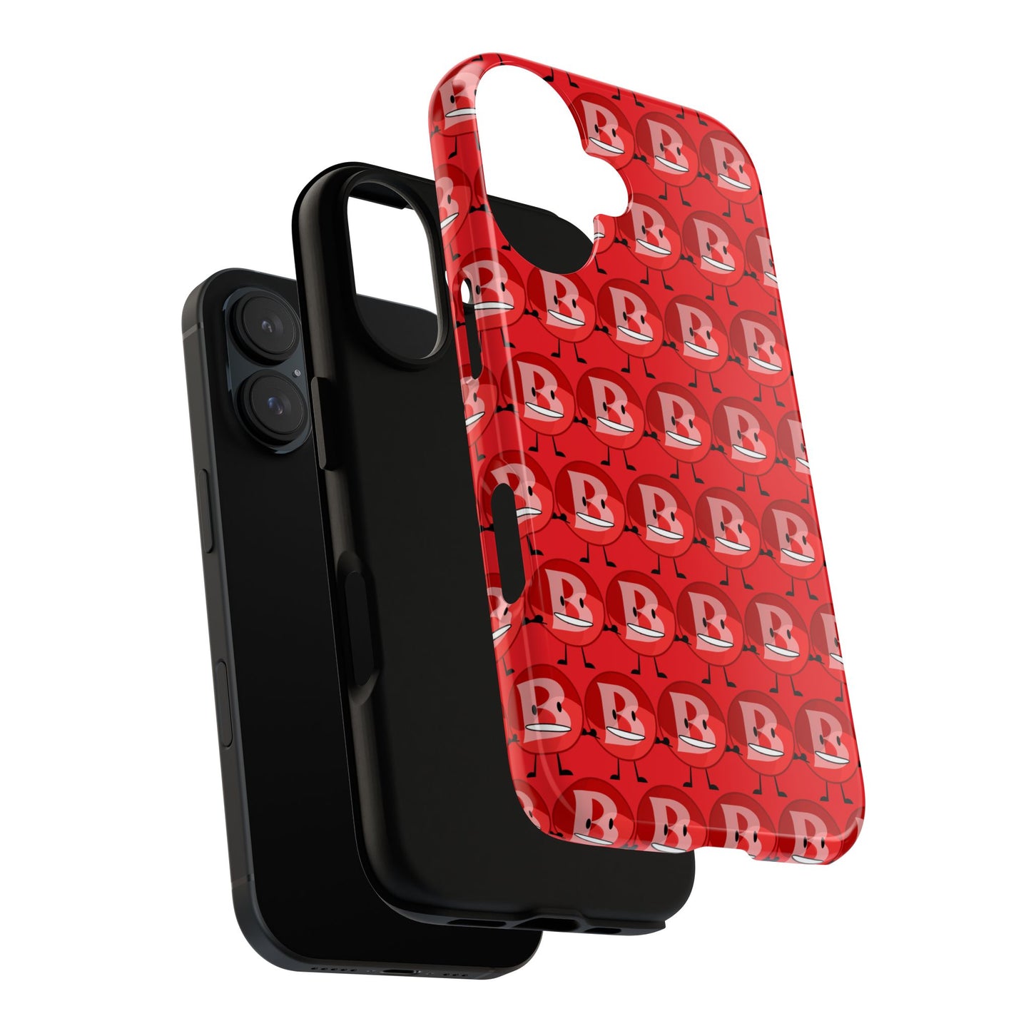 Red Patterned ‘B’ Tough Phone Case — Protective Slim Case with Cute Repeating Initial Design