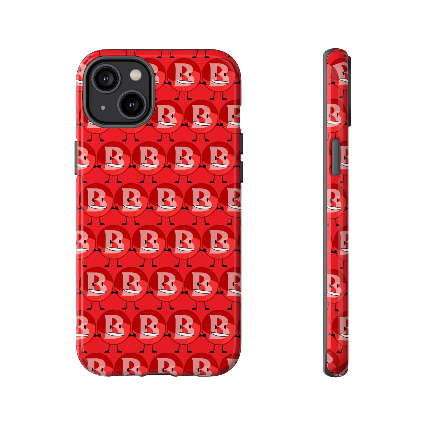 Red Patterned ‘B’ Tough Phone Case — Protective Slim Case with Cute Repeating Initial Design