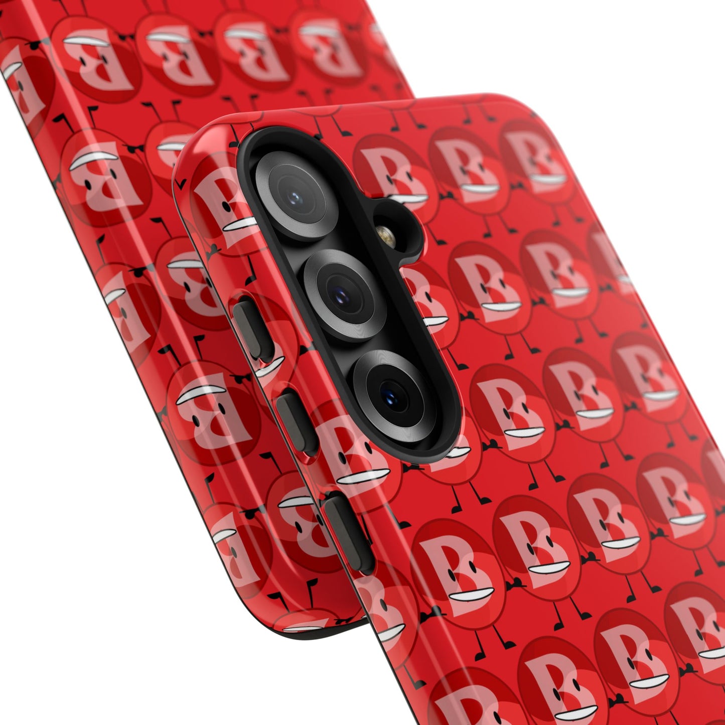Red Patterned ‘B’ Tough Phone Case — Protective Slim Case with Cute Repeating Initial Design