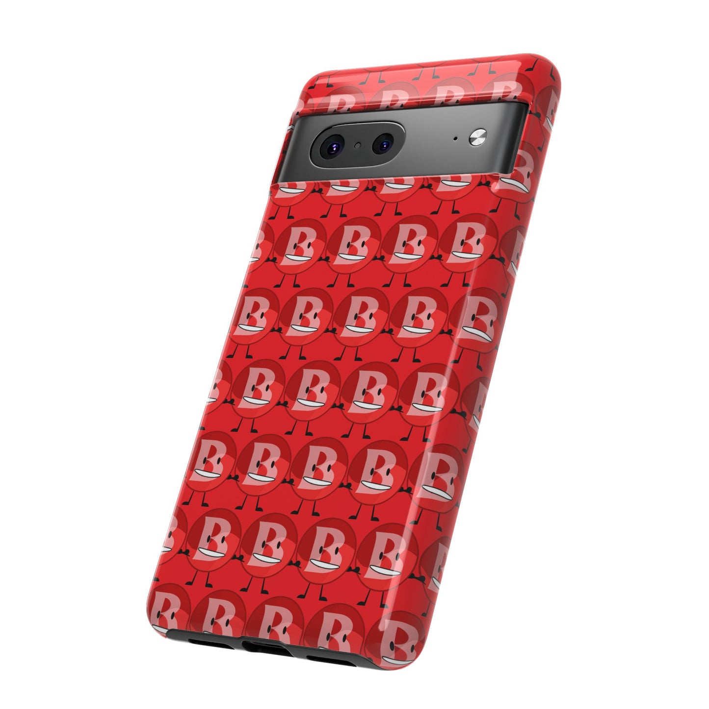 Red Patterned ‘B’ Tough Phone Case — Protective Slim Case with Cute Repeating Initial Design