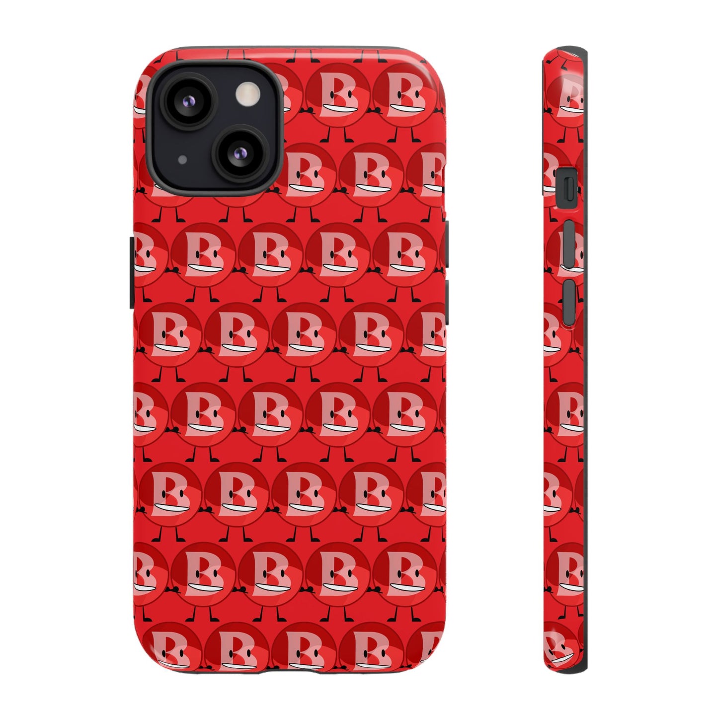 Red Patterned ‘B’ Tough Phone Case — Protective Slim Case with Cute Repeating Initial Design