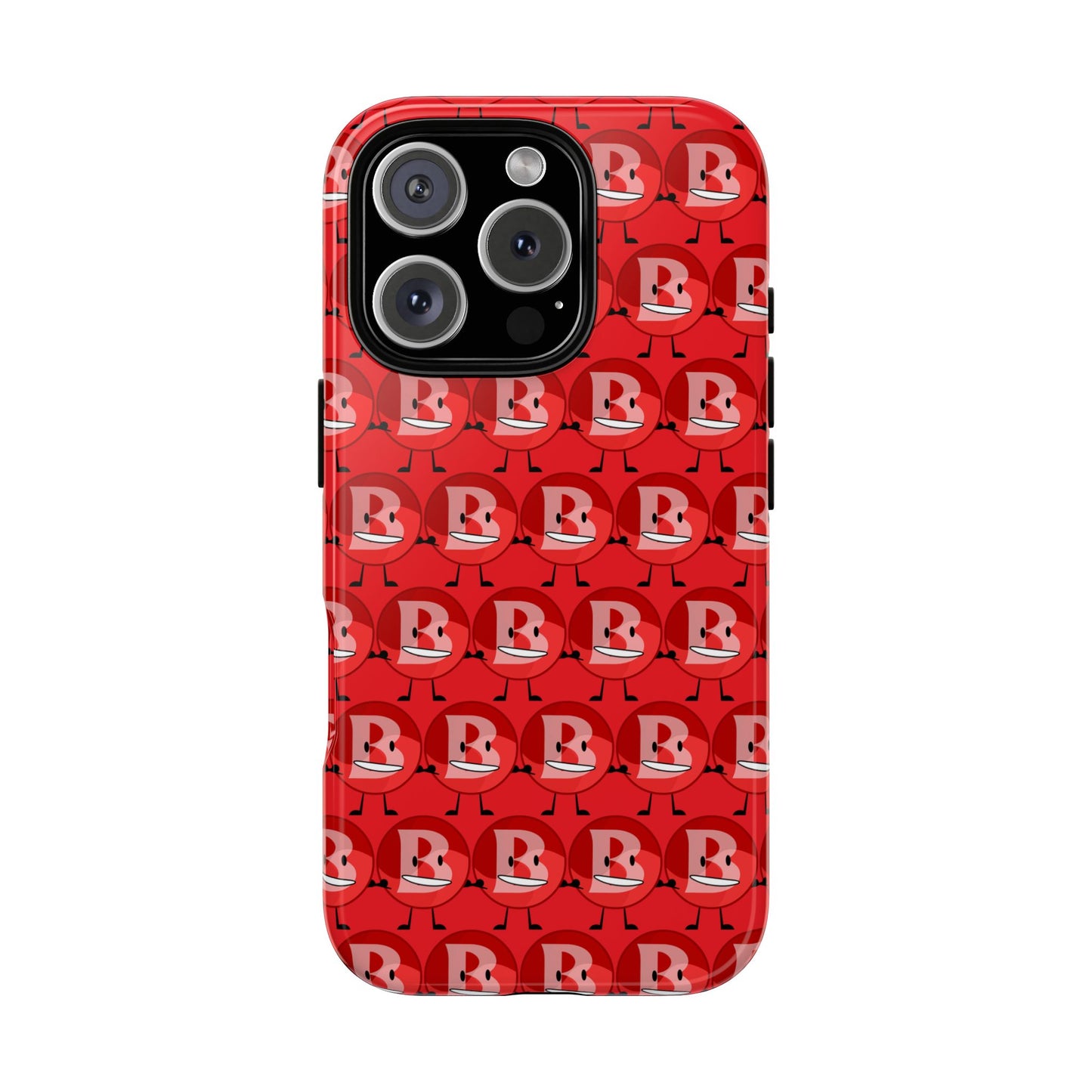 Red Patterned ‘B’ Tough Phone Case — Protective Slim Case with Cute Repeating Initial Design