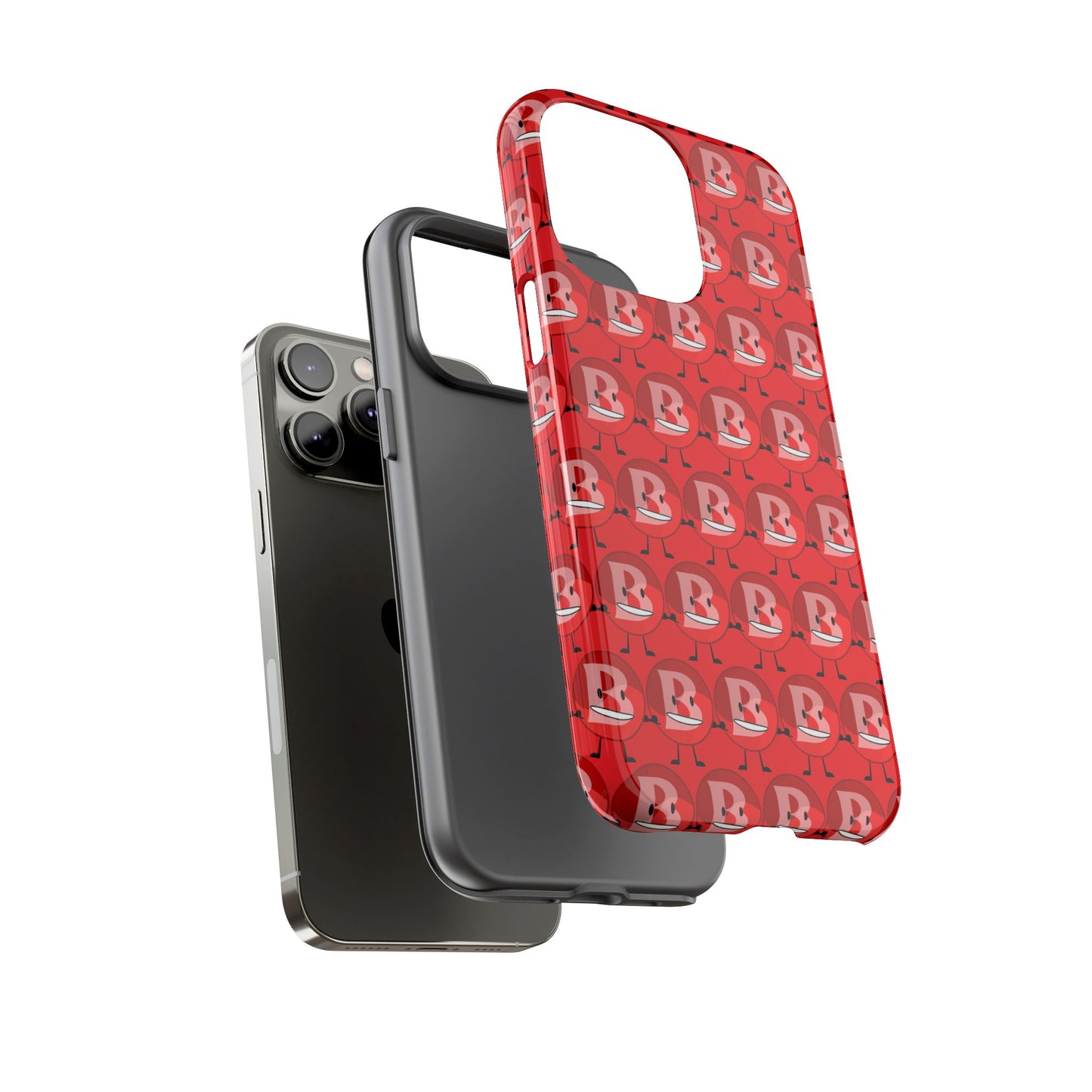 Red Patterned ‘B’ Tough Phone Case — Protective Slim Case with Cute Repeating Initial Design