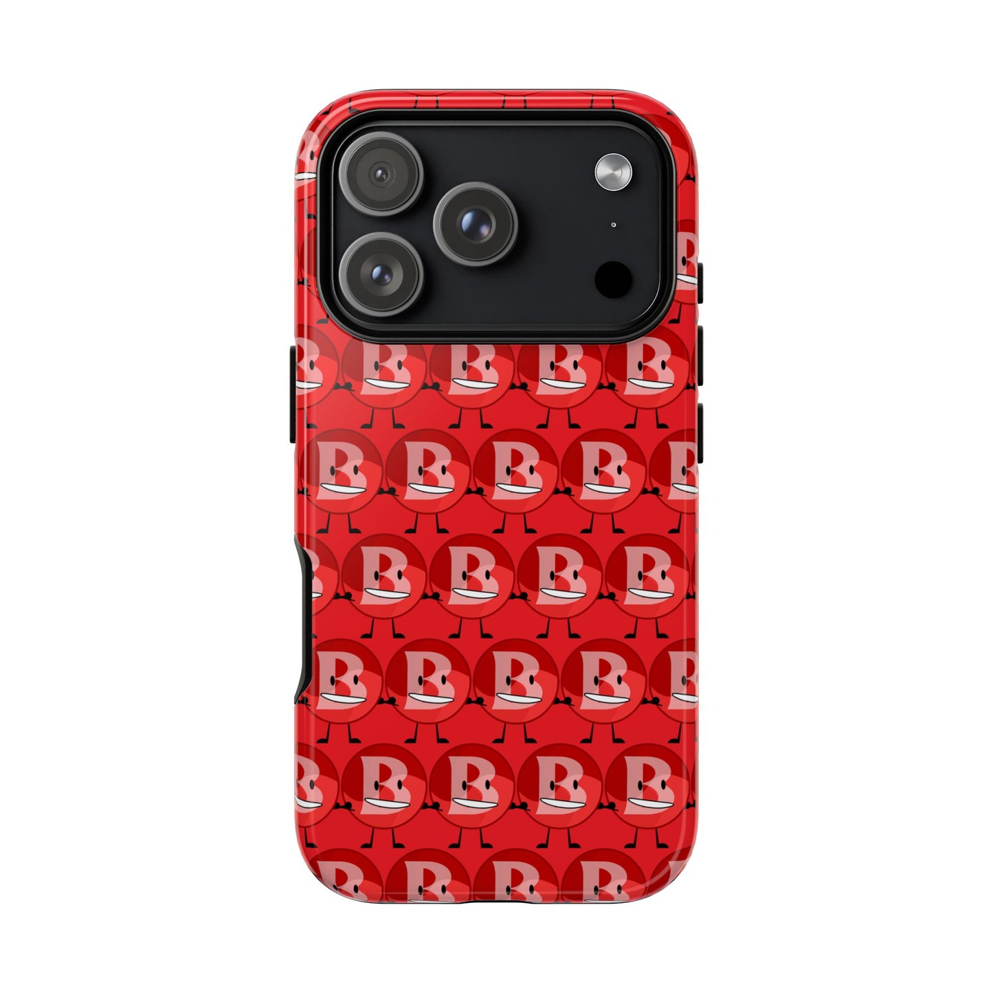 Red Patterned ‘B’ Tough Phone Case — Protective Slim Case with Cute Repeating Initial Design