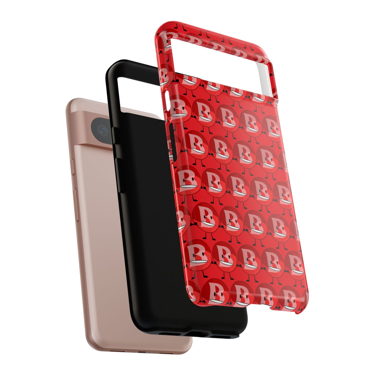 Red Patterned ‘B’ Tough Phone Case — Protective Slim Case with Cute Repeating Initial Design